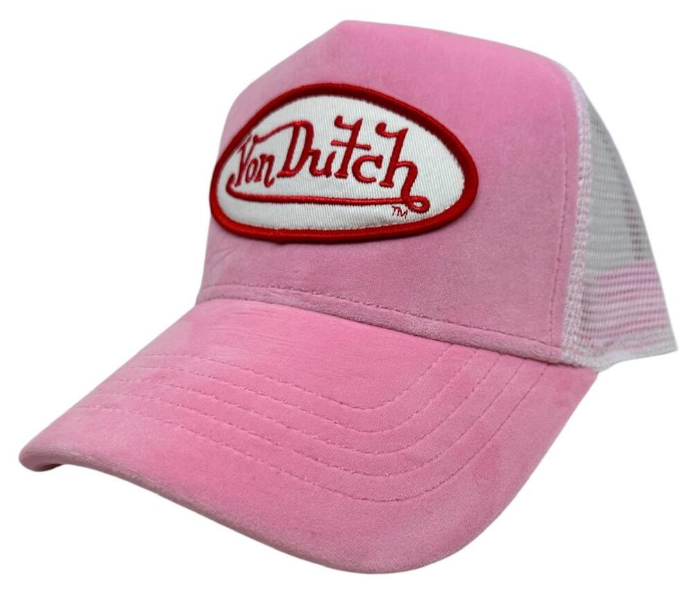 Von Dutch Trucker Hat Pink Velvet Snapback Cap